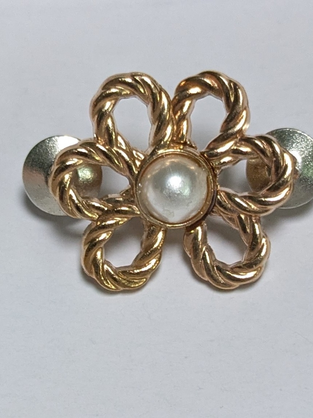 Gold Flower Pearl Button Accent - Women Jewelry